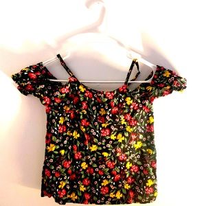 OLD NAVY black floral top, L(10-12)